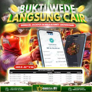 OMEGA89 JACKPOT DI WILD BOUNTY SHOWDOWN Rp.30.750.000,- LUNAS!!