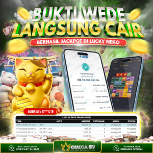 OMEGA89 JACKPOT DI LUCKY NEKO Rp.25.000.000,- LUNAS!!