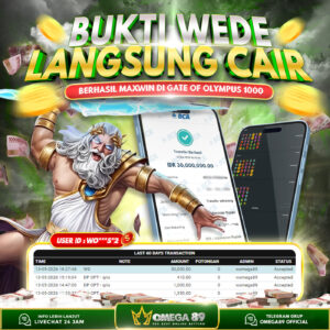OMEGA89 MAXWIN BERMAIN DI GATES OF OLYMPUS 1000 Rp.30.000.000,- LUNAS!!